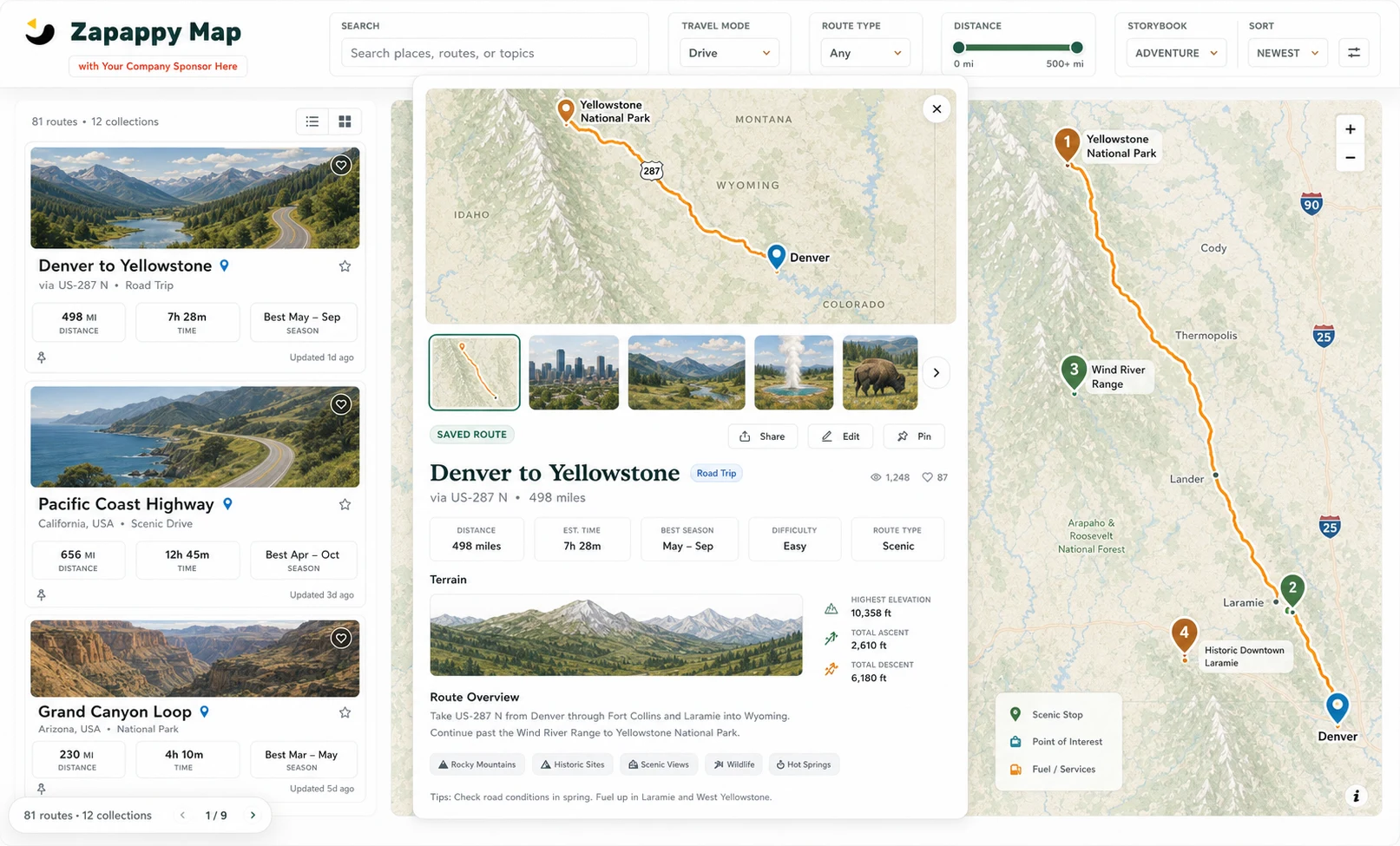 Zapappy Map geography study and directions interface