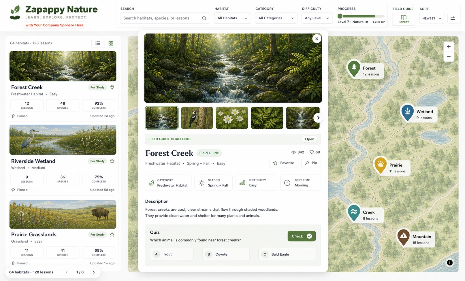 Zapappy Nature field guide and AI illustration learning interface
