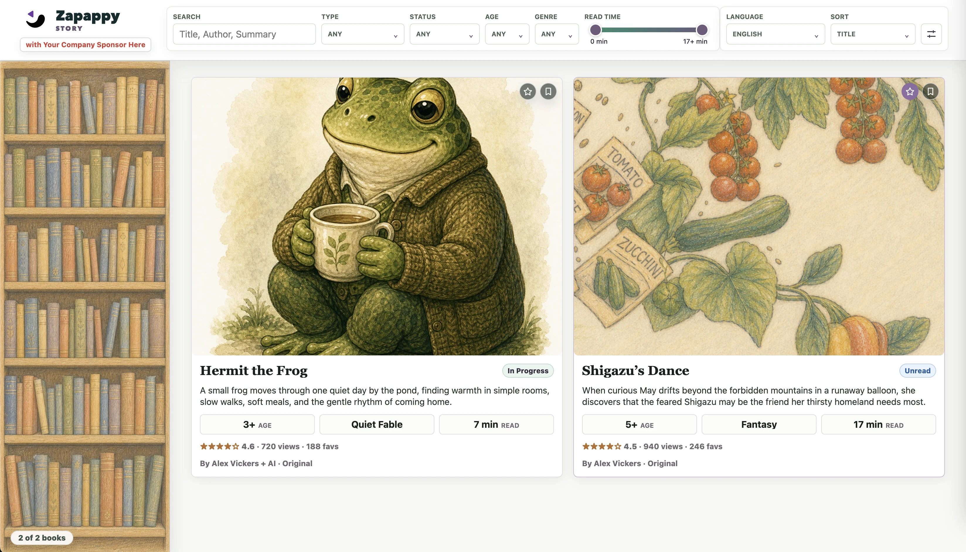 Zapappy Story collaborative fiction writing and AI illustration interface